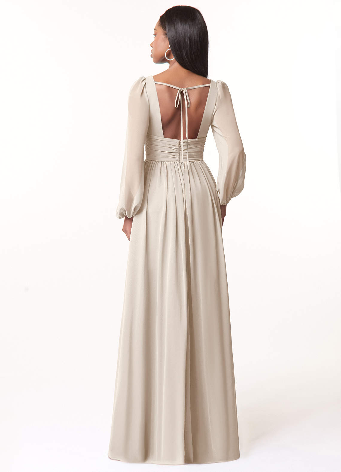 Norah A-Line V-Neck Chiffon Bridesmaid Dress in White Alabaster