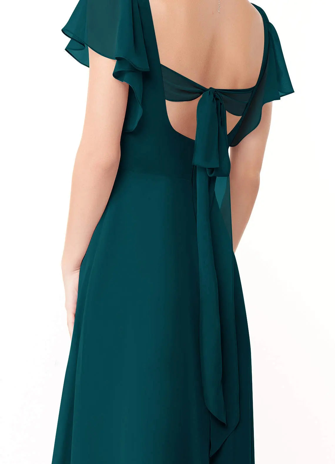 Syenna A-Line V-Neck Chiffon Bridesmaid Dress in Pine