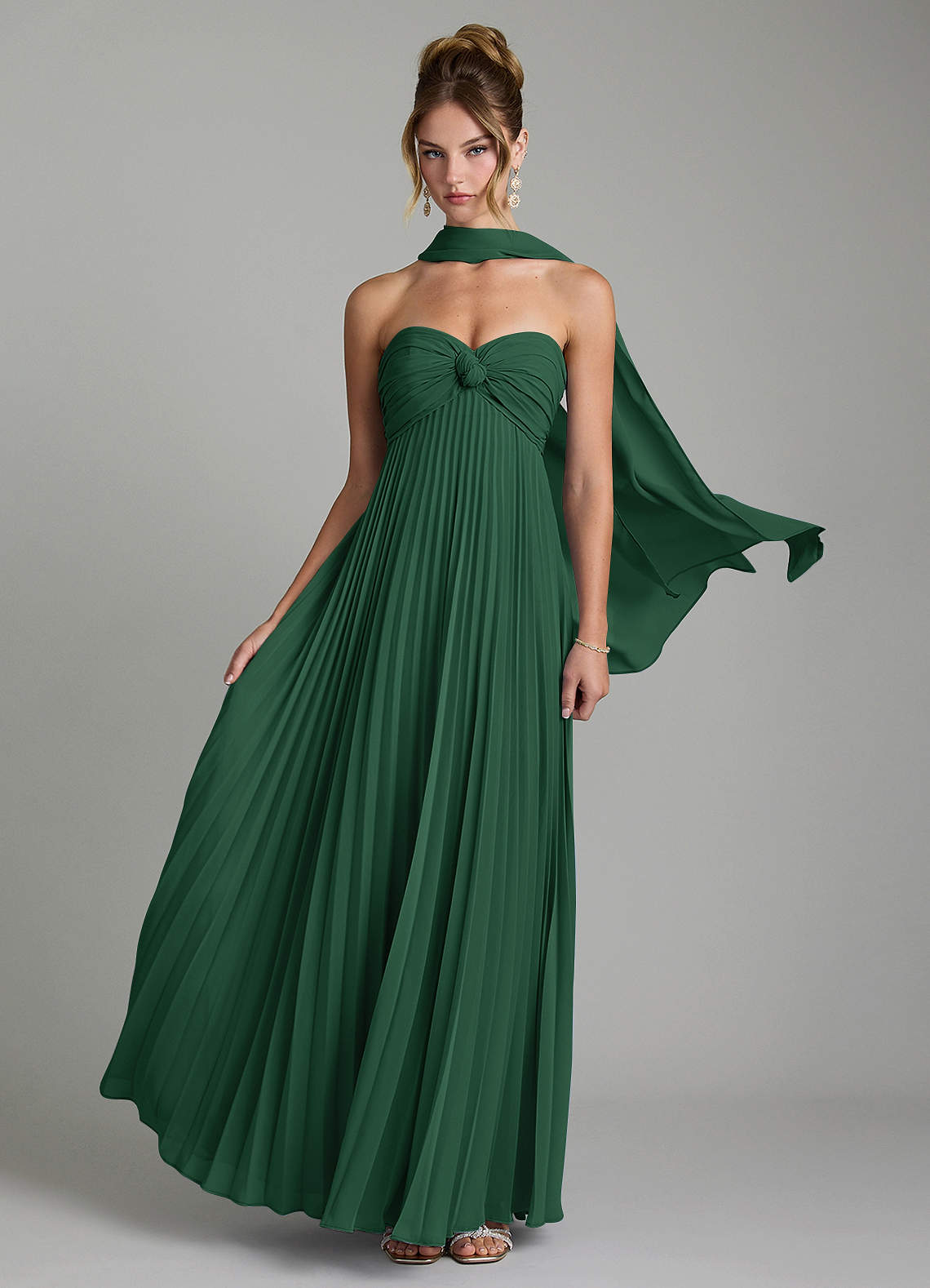 Tempest A-Line Sweetheart Chiffon Bridesmaid Dress in Dark Green