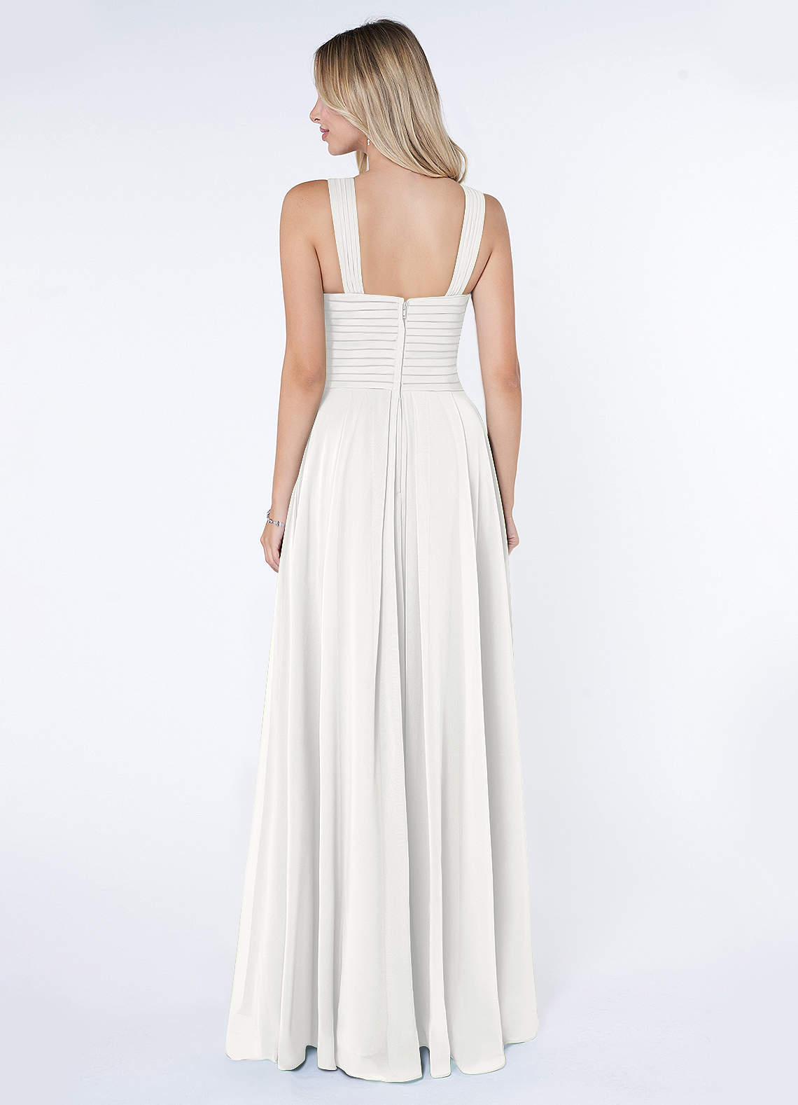 Kaleigh A-Line Halter Chiffon Bridesmaid Dress in white