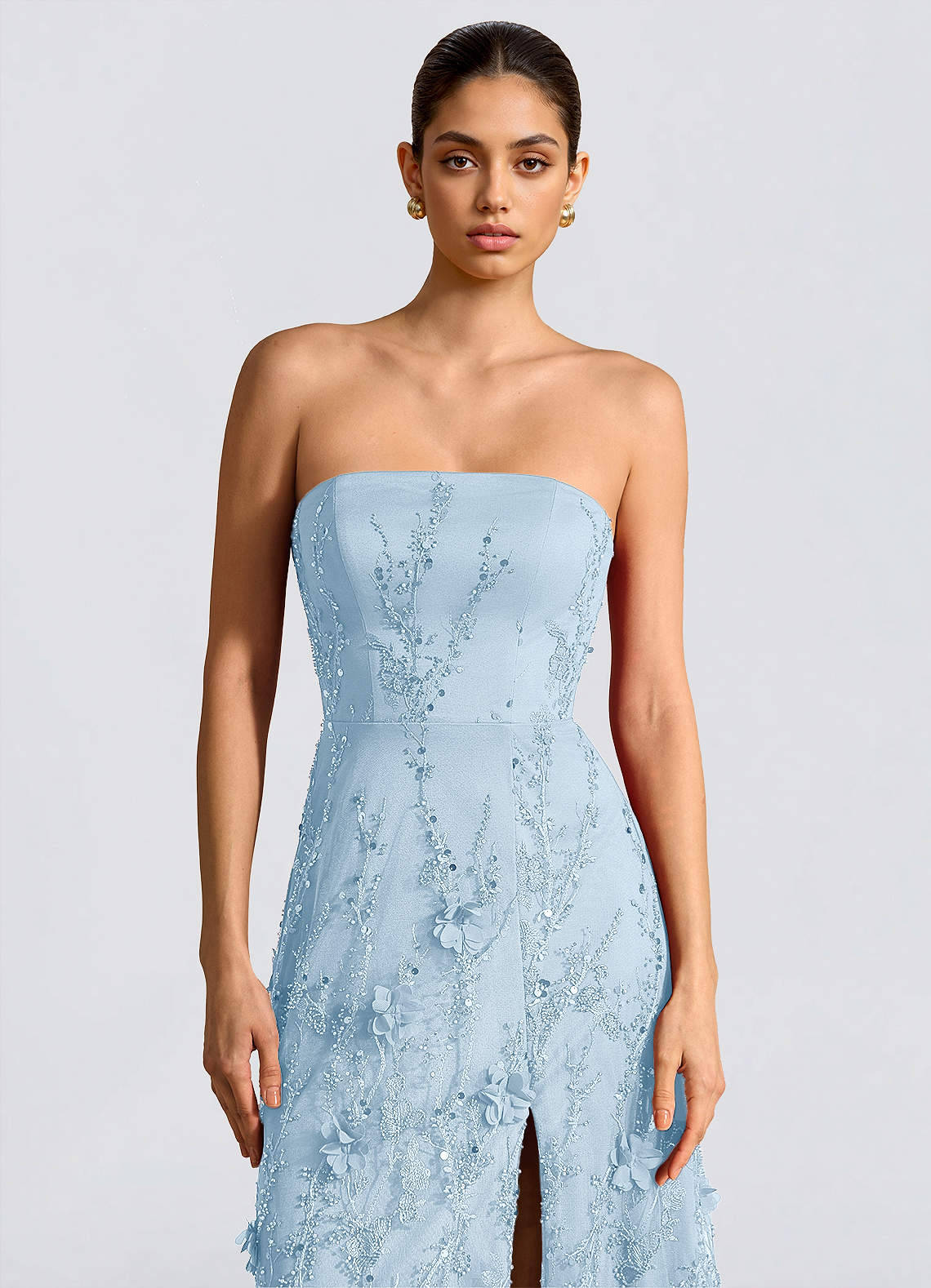 Fairuza A-Line Straight-Neck Tulle Wedding Guest Dress in Blue