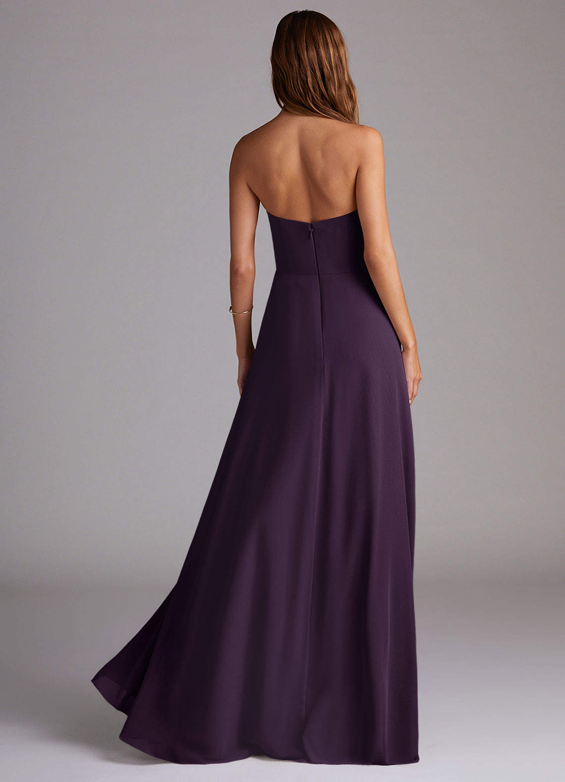 Wren A-Line Straight-Neck Chiffon Bridesmaid Dress in Plum