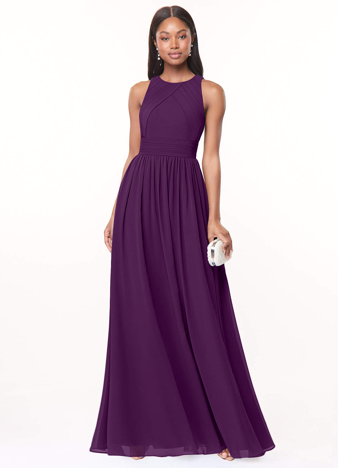 Harper A-Line Scoop-Neck Chiffon Bridesmaid Dress in Grape