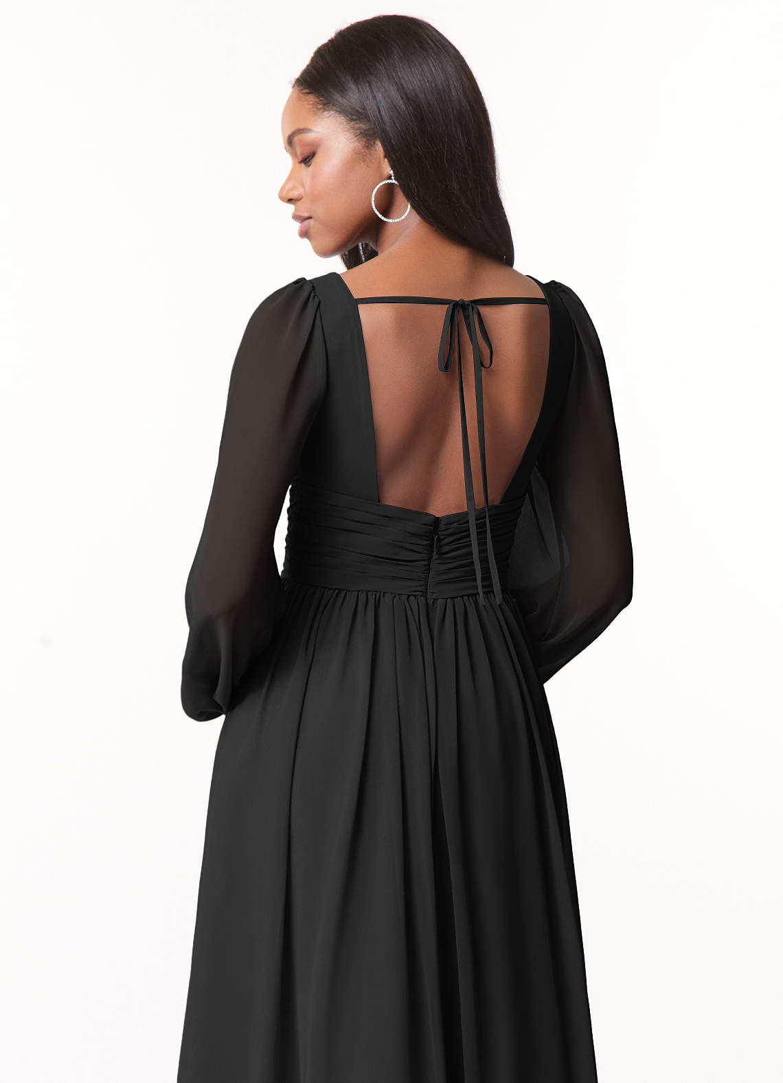 Norah A-Line V-Neck Chiffon Bridesmaid Dress in black