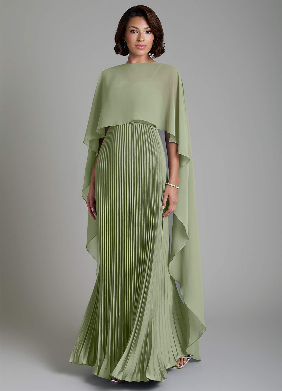 Micah A-Line Sweetheart Stretch Satin and Chiffon Bridesmaid Dress in Pistachio