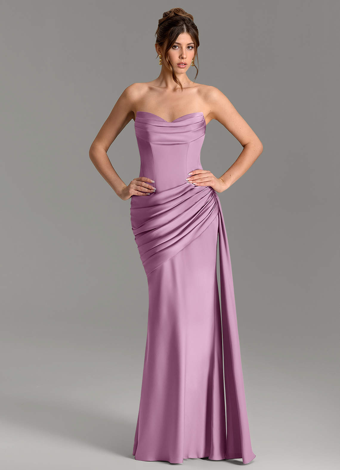 Zorah Mermaid Sweetheart Stretch Satin Bridesmaid Dress in Wisteria