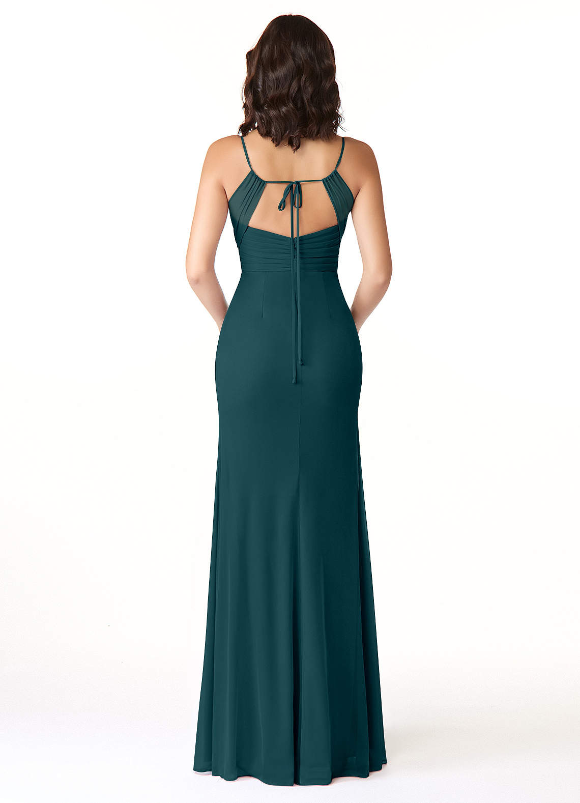 Reneya Mermaid V-Neck Mesh Bridesmaid Dress in Pine
