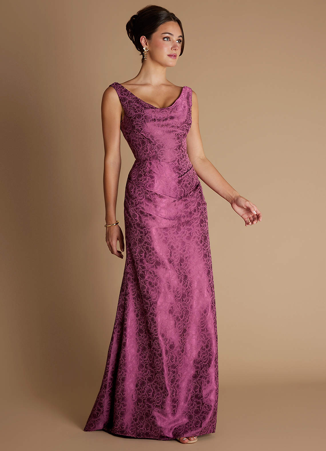 Kiana Mermaid Scoop-Neck Jacquard Wedding Guest Dress in Sky Blue