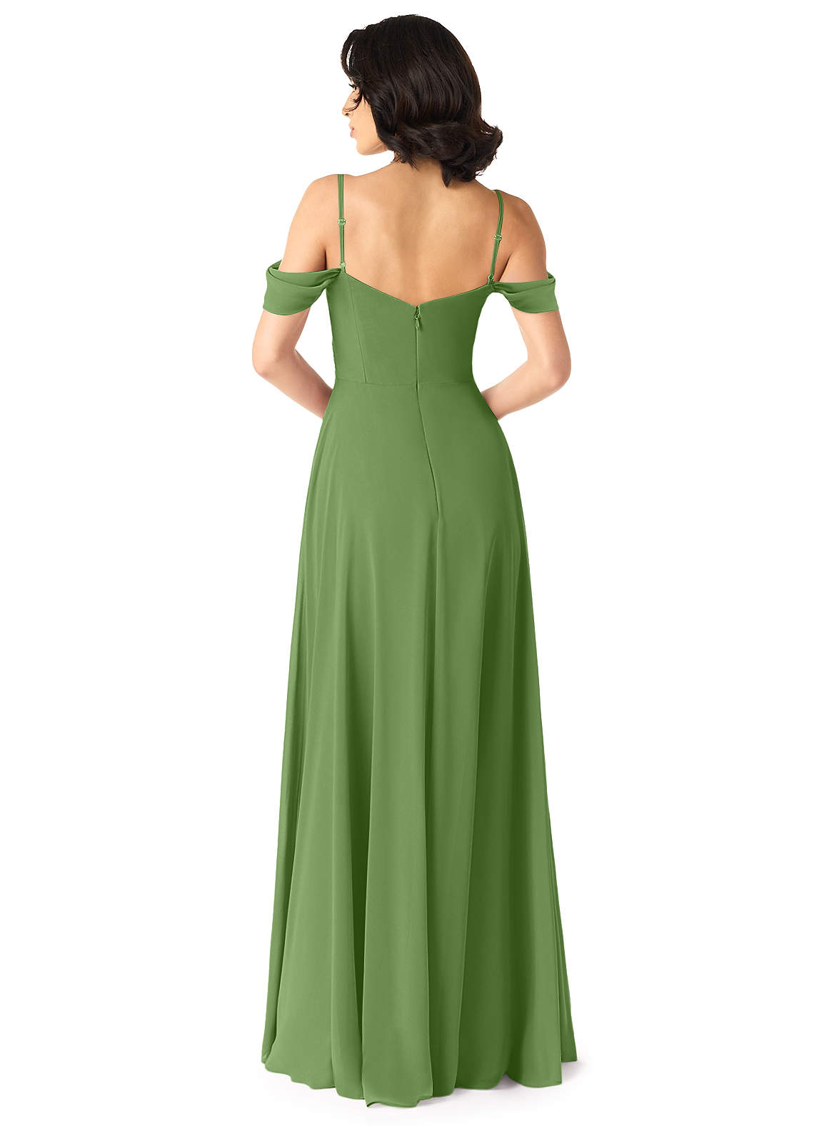 Tancie A-Line Off-the-Shoulder Chiffon Bridesmaid Dress in Basil