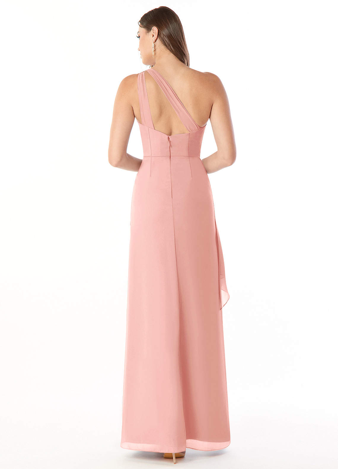 Maive Sheath One-Shoulder Chiffon Bridesmaid Dress in Rosette
