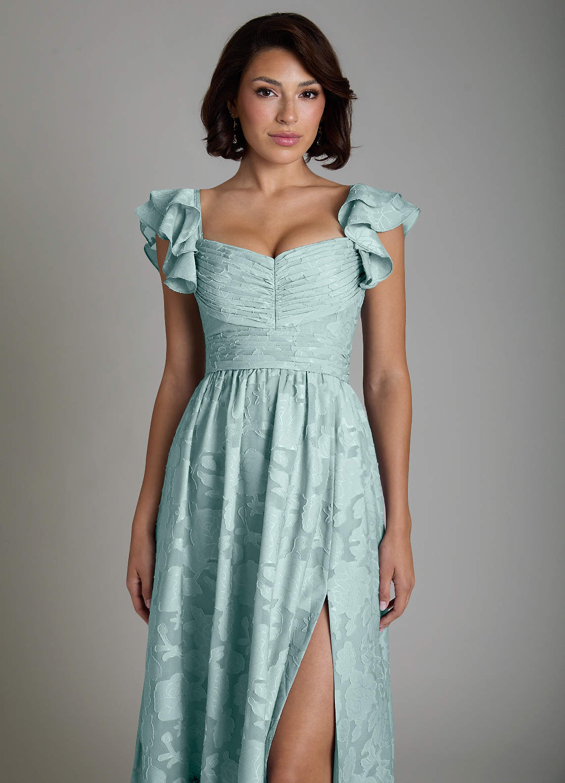 Anaya A-Line V-Neck Floral Burnout Bridesmaid Dress in Mist