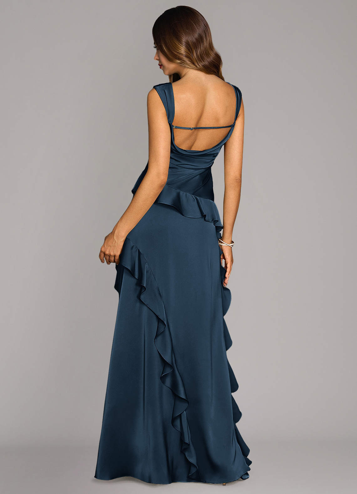 Sloane A-Line Sweetheart Stretch Satin Bridesmaid Dress in Dark Navy