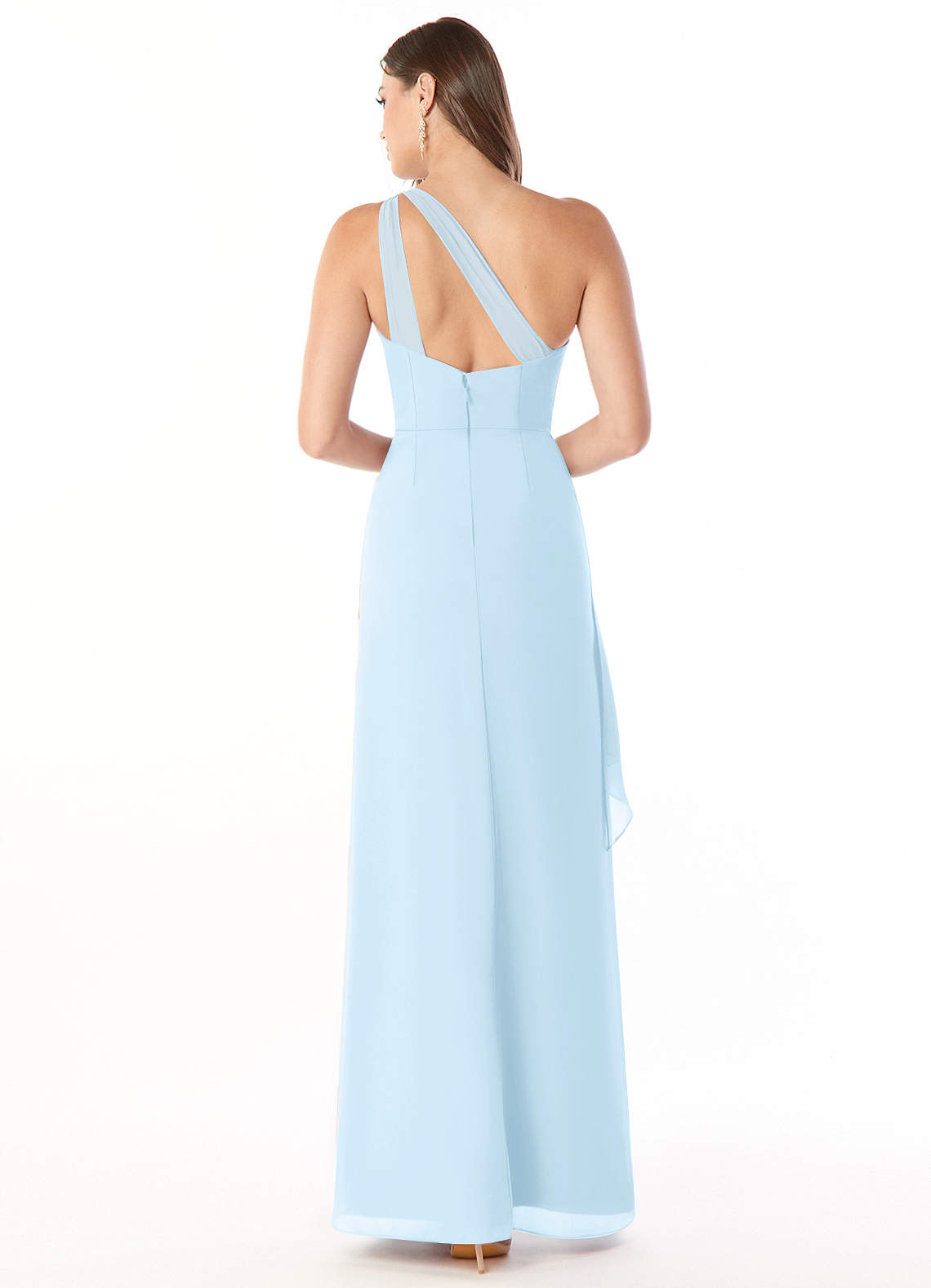 Maive Sheath One-Shoulder Chiffon Bridesmaid Dress in Sky Blue
