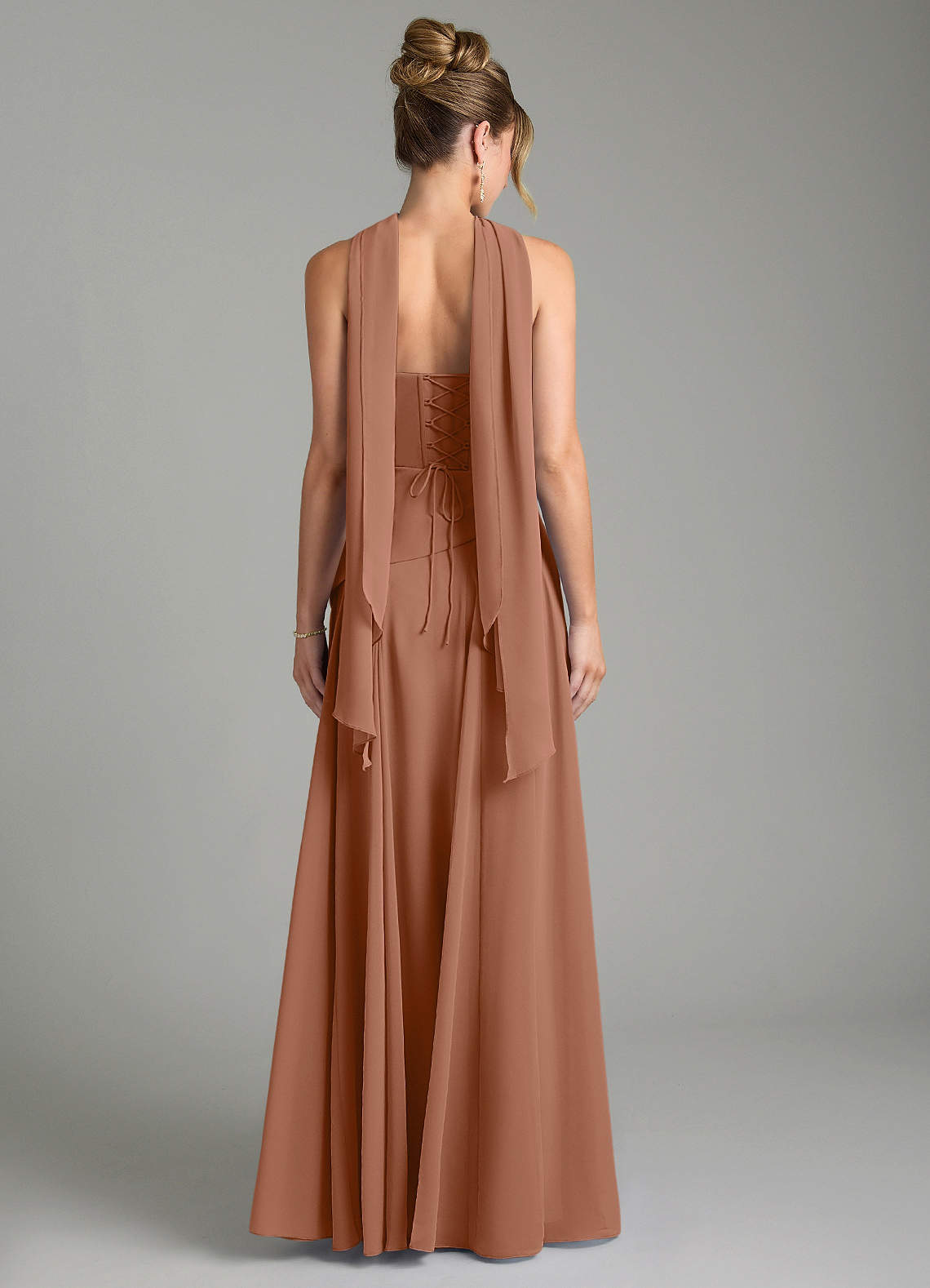 Gabriela A-Line Cowl-Neck Chiffon Bridesmaid Dress in Bronzer