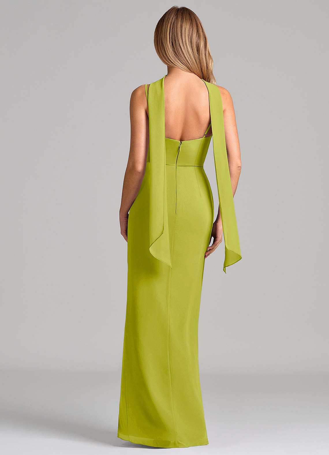 Calandra Sheath Scoop-Neck Chiffon Bridesmaid Dress in Lemongrass
