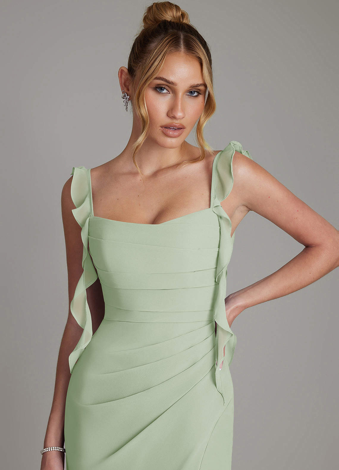 Jessamine Mermaid Sweetheart Chiffon Bridesmaid Dress in Dusty Sage