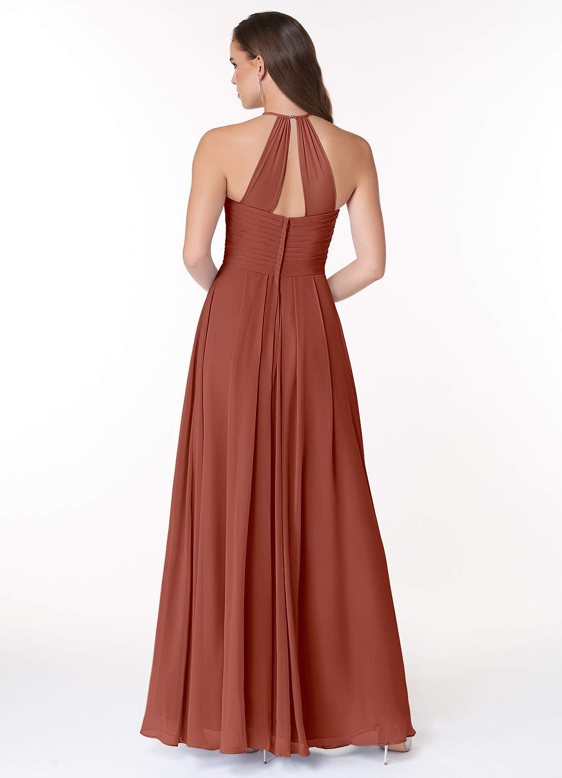 Ginger A-Line Halter Chiffon Bridesmaid Dress in Auburn