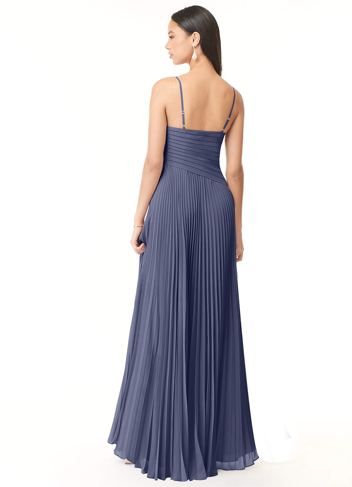 Vini A-Line V-Neck Chiffon Bridesmaid Dress in Stormy