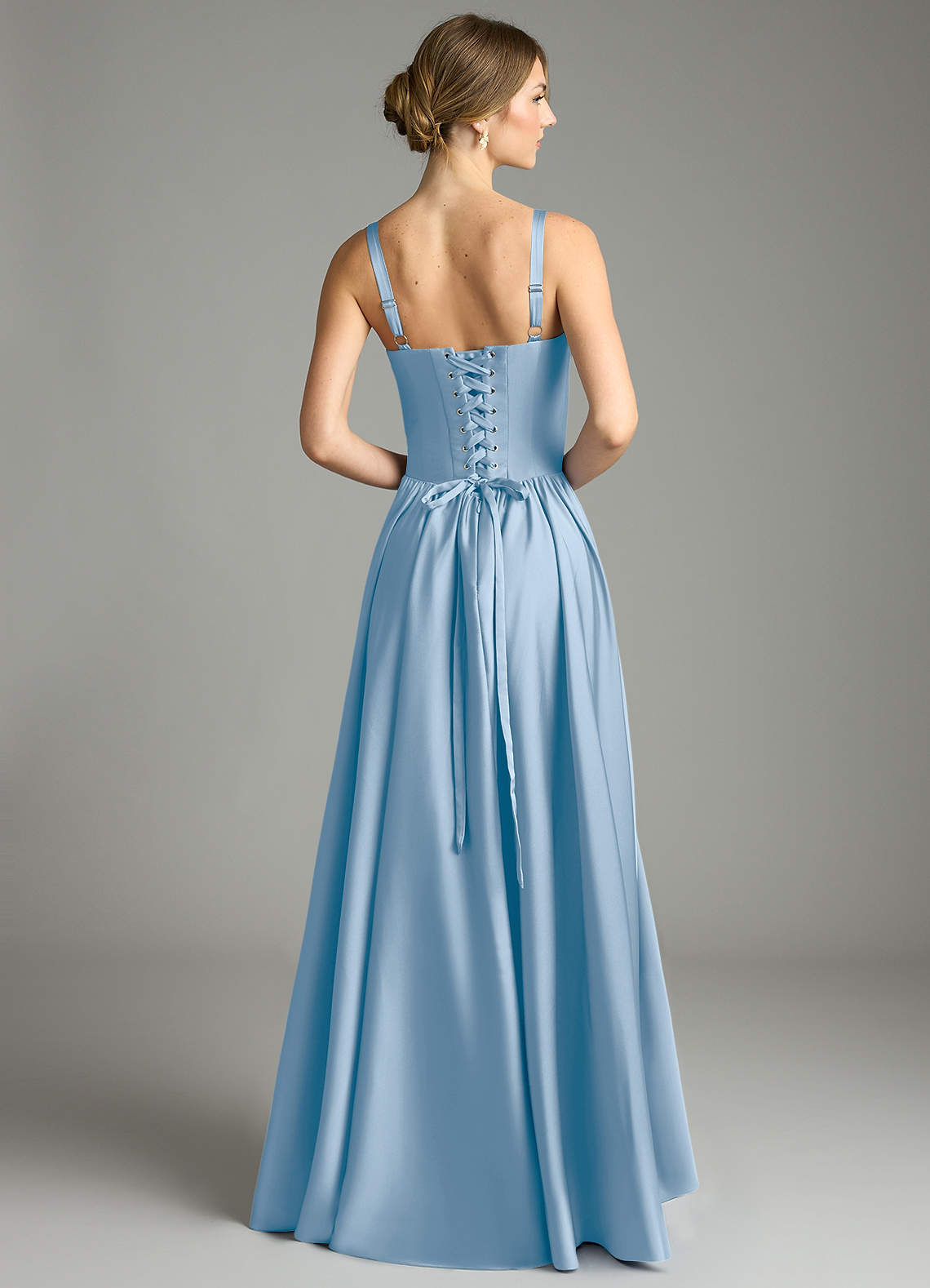 Evadina A-Line Sweetheart Stretch Satin Bridesmaid Dress in Powder Blue