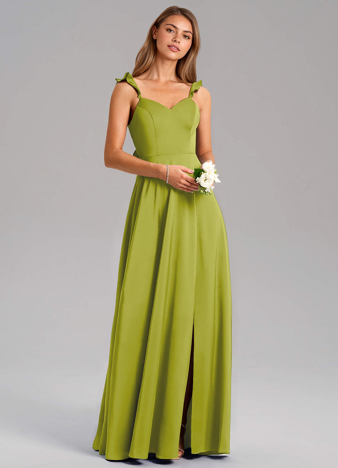 Everett A-Line V-Neck Chiffon Bridesmaid Dress in Lemongrass