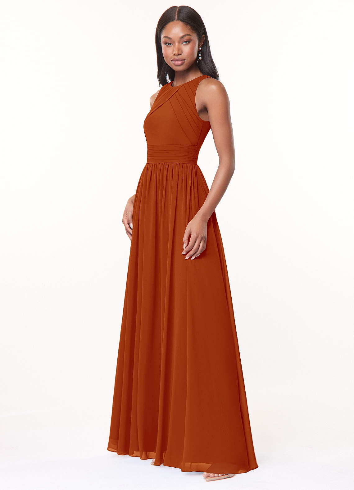 Harper A-Line Scoop-Neck Chiffon Bridesmaid Dress in Auburn