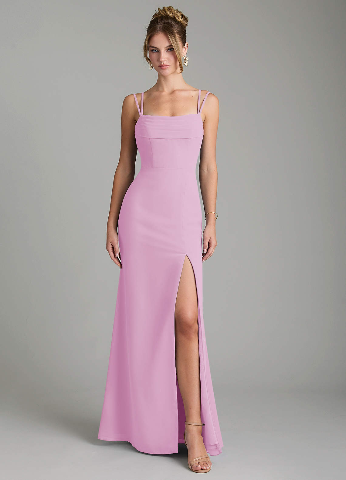 Egypt Sheath Sweetheart Chiffon Bridesmaid Dress in candy pink