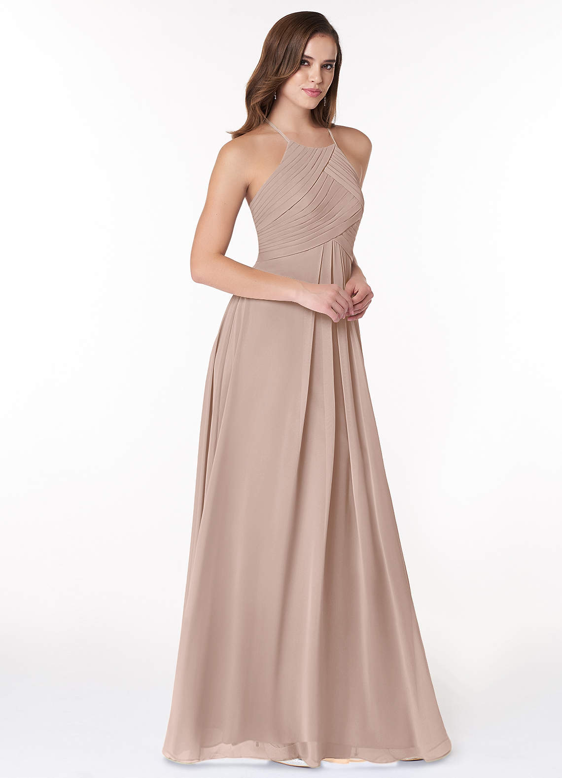 Ginger A-Line Halter Chiffon Bridesmaid Dress in English Rose