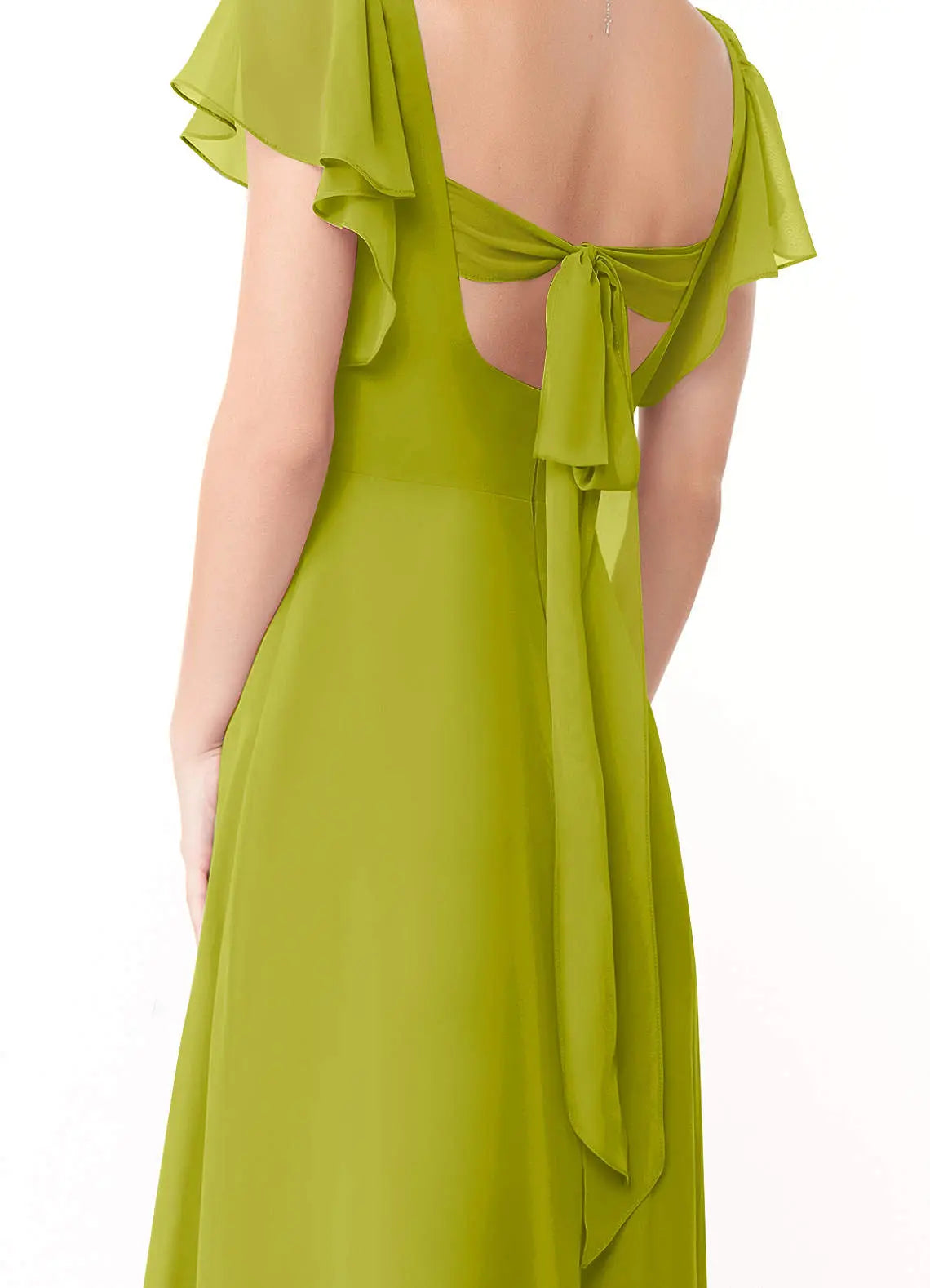 Syenna A-Line V-Neck Chiffon Bridesmaid Dress in Lemongrass