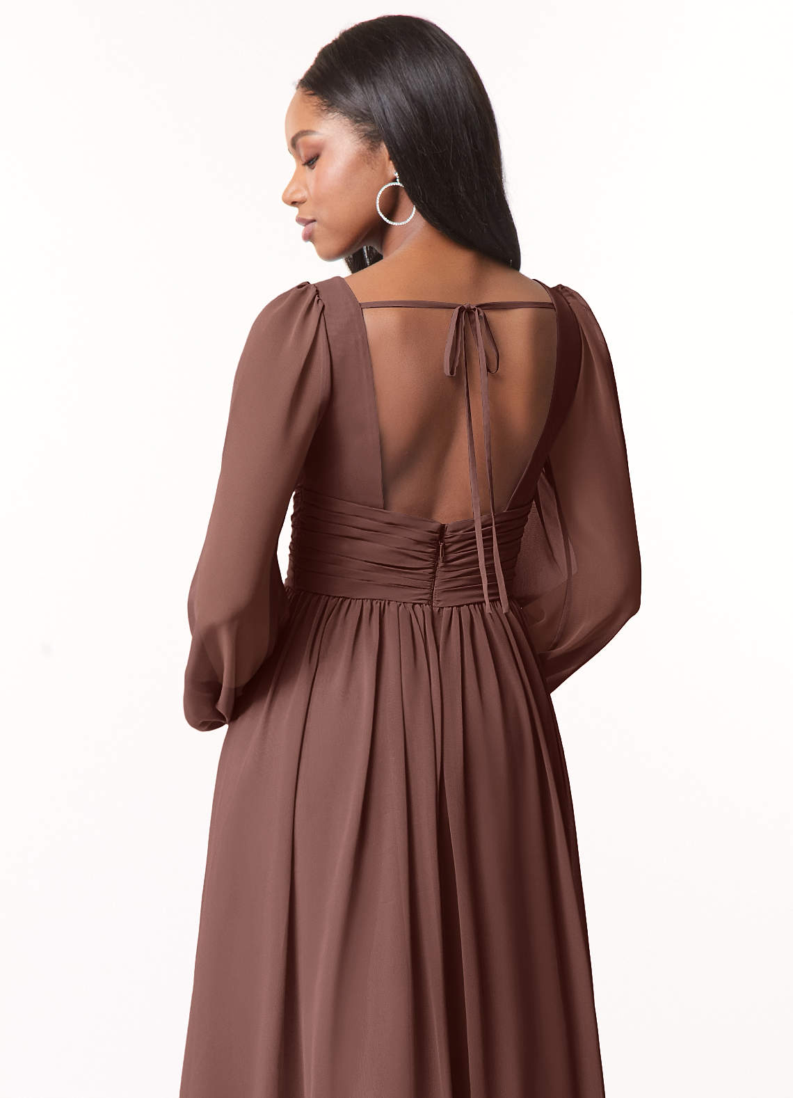 Norah A-Line V-Neck Chiffon Bridesmaid Dress in Espresso