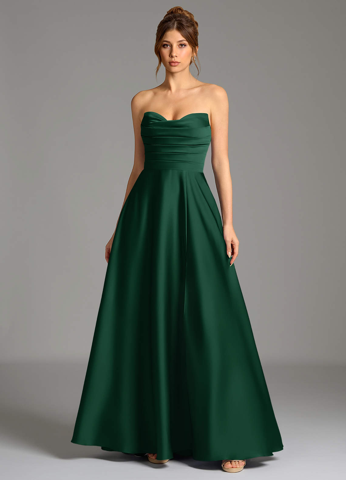 Ayla A-Line Sweetheart Stretch Satin Bridesmaid Dress in Dark Green
