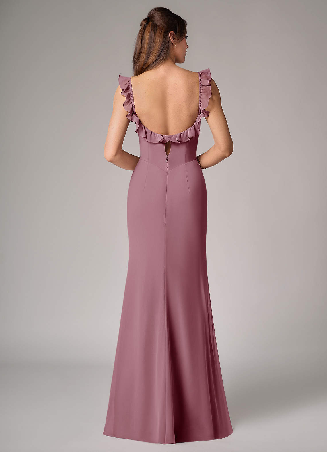 Callie Mermaid Scoop-Neck Chiffon Bridesmaid Dress in Vintage Mauve