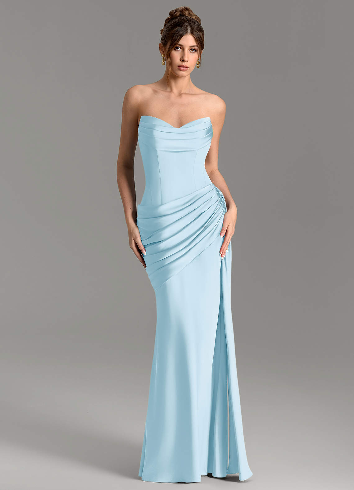 Zorah Mermaid Sweetheart Stretch Satin Bridesmaid Dress in Sky Blue