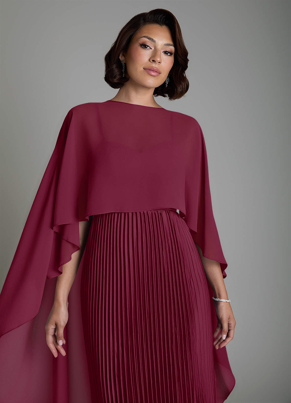 Micah A-Line Sweetheart Stretch Satin and Chiffon Bridesmaid Dress in Mulberry