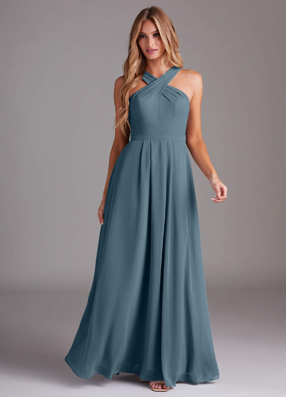 Dixie A-Line Halter Chiffon Bridesmaid Dress in Twilight