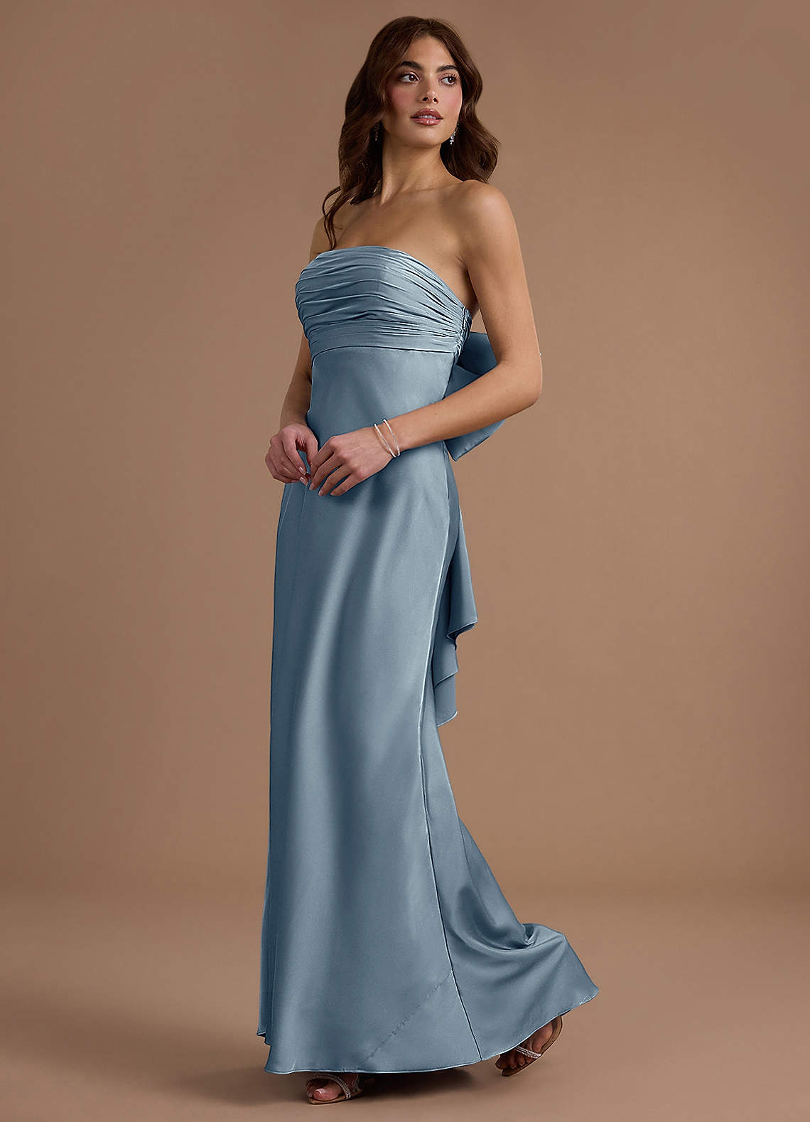 Aveline Mermaid Strapless Stretch Satin Evening Dress in Powder Blue