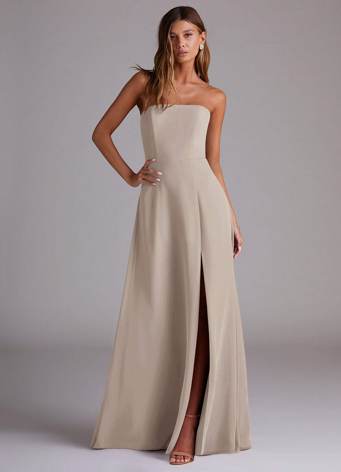 Wren A-Line Straight-Neck Chiffon Bridesmaid Dress in Frost