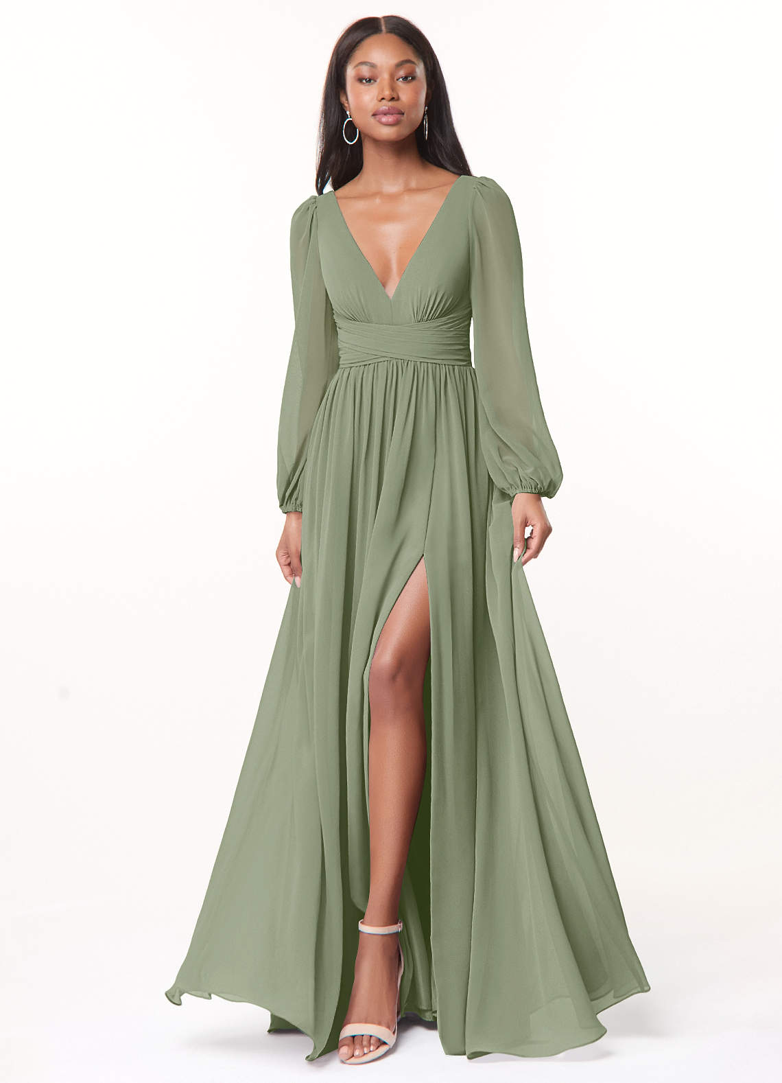 Norah A-Line V-Neck Chiffon Bridesmaid Dress in Pistachio