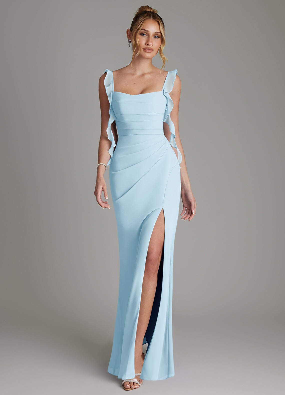 Jessamine Mermaid Sweetheart Chiffon Bridesmaid Dress in Sky Blue