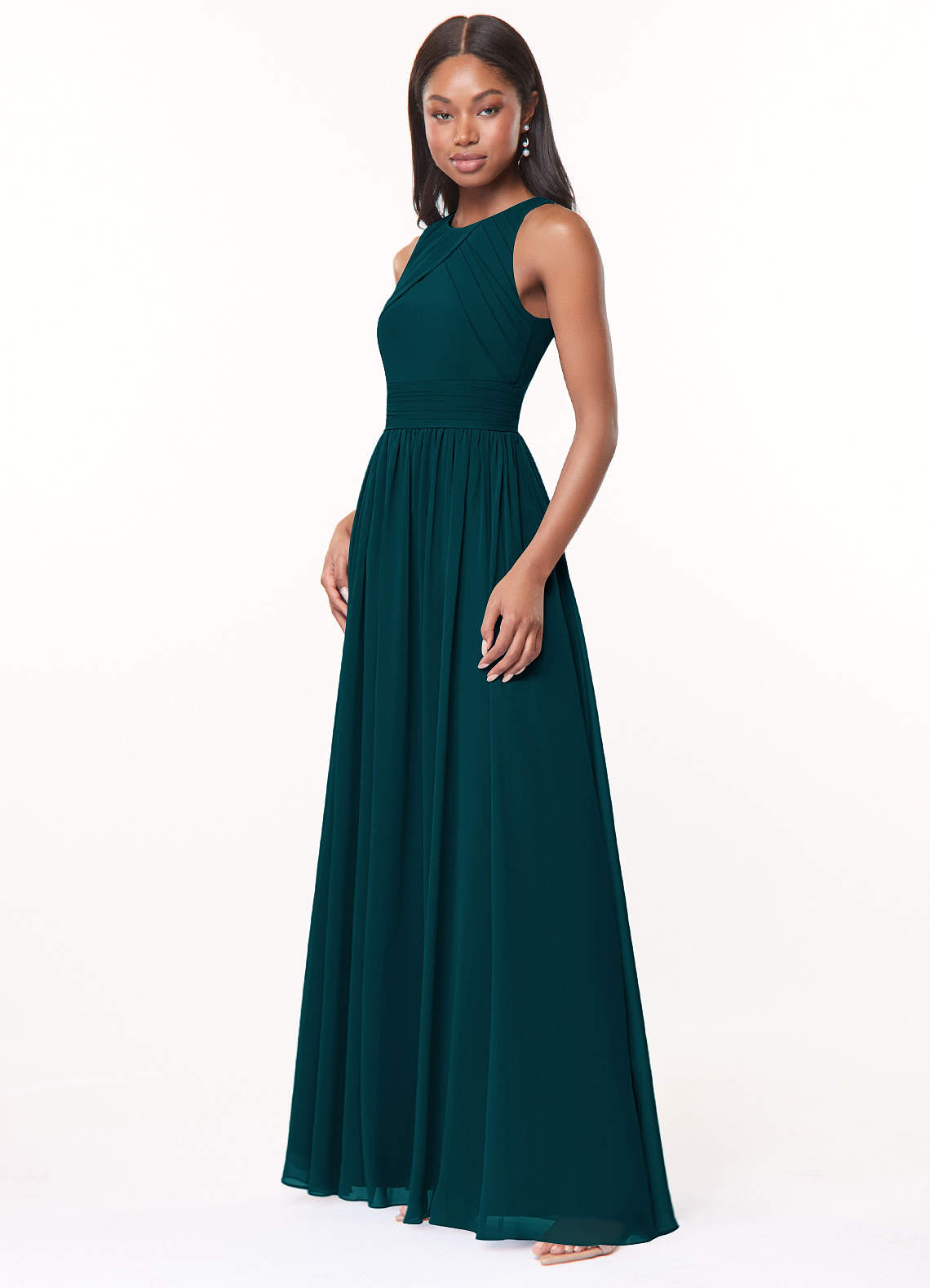 Harper A-Line Scoop-Neck Chiffon Bridesmaid Dress in Pine