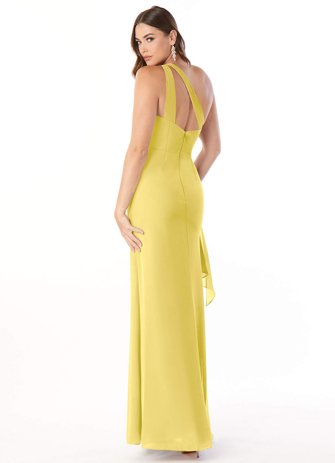 Maive Sheath One-Shoulder Chiffon Bridesmaid Dress in Canary