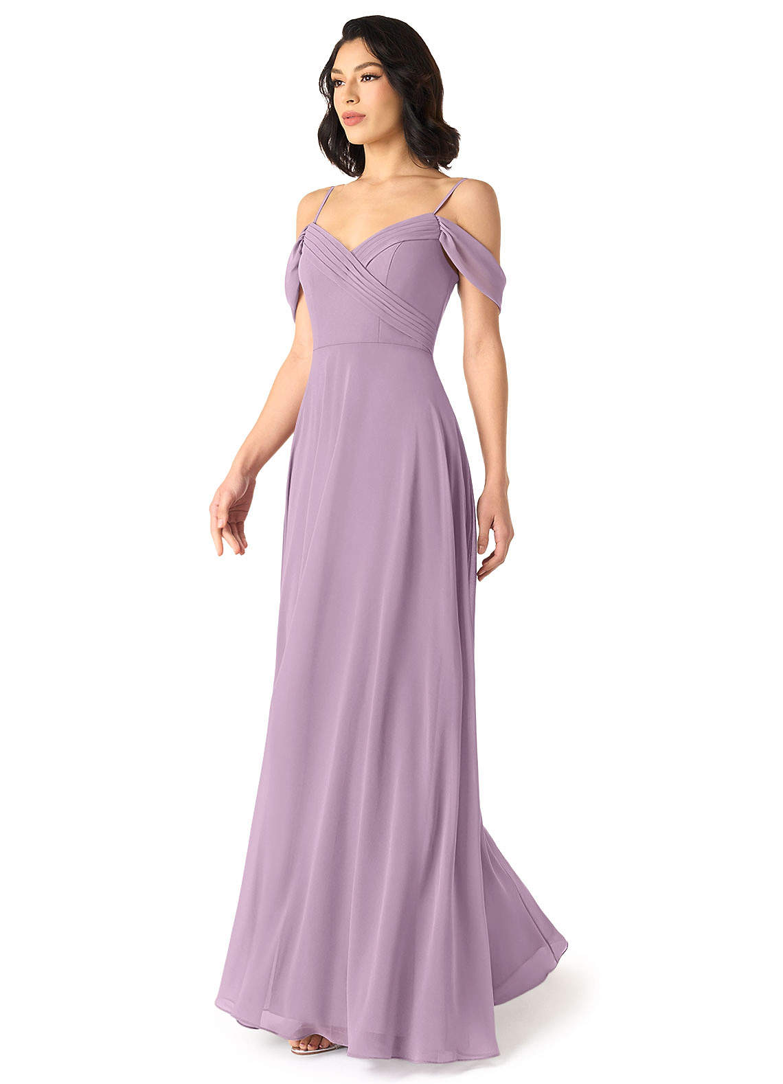 Tancie A-Line Off-the-Shoulder Chiffon Bridesmaid Dress in Wisteria