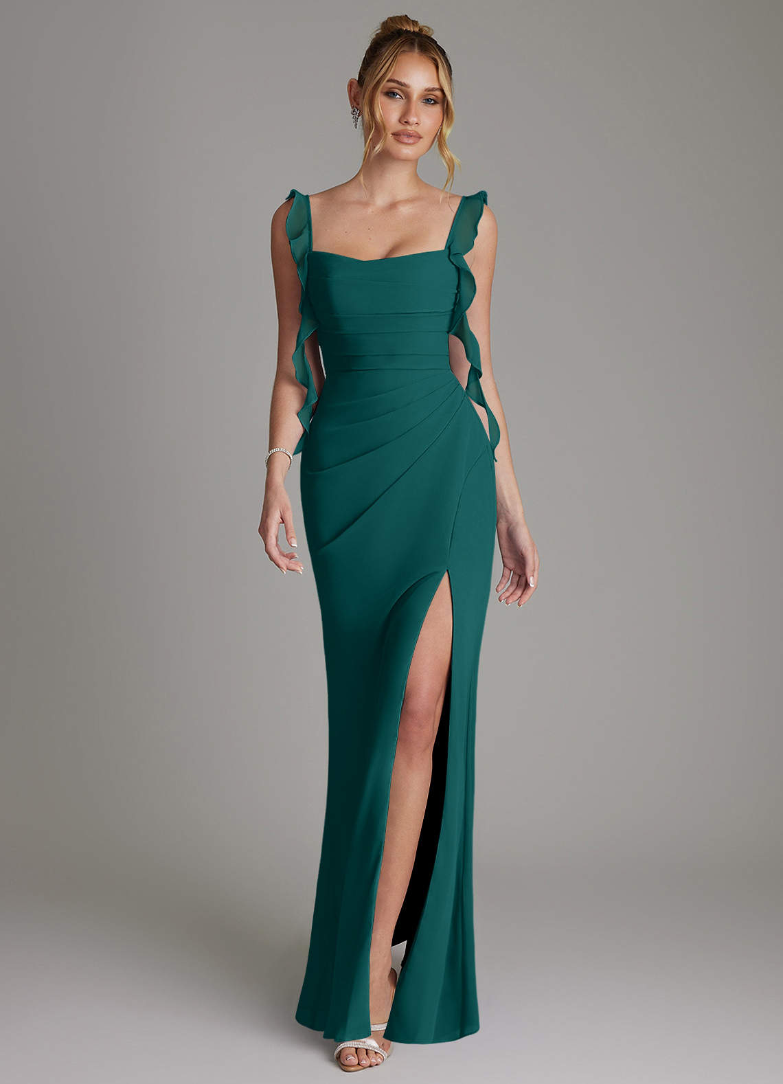 Jessamine Mermaid Sweetheart Chiffon Bridesmaid Dress in Peacock