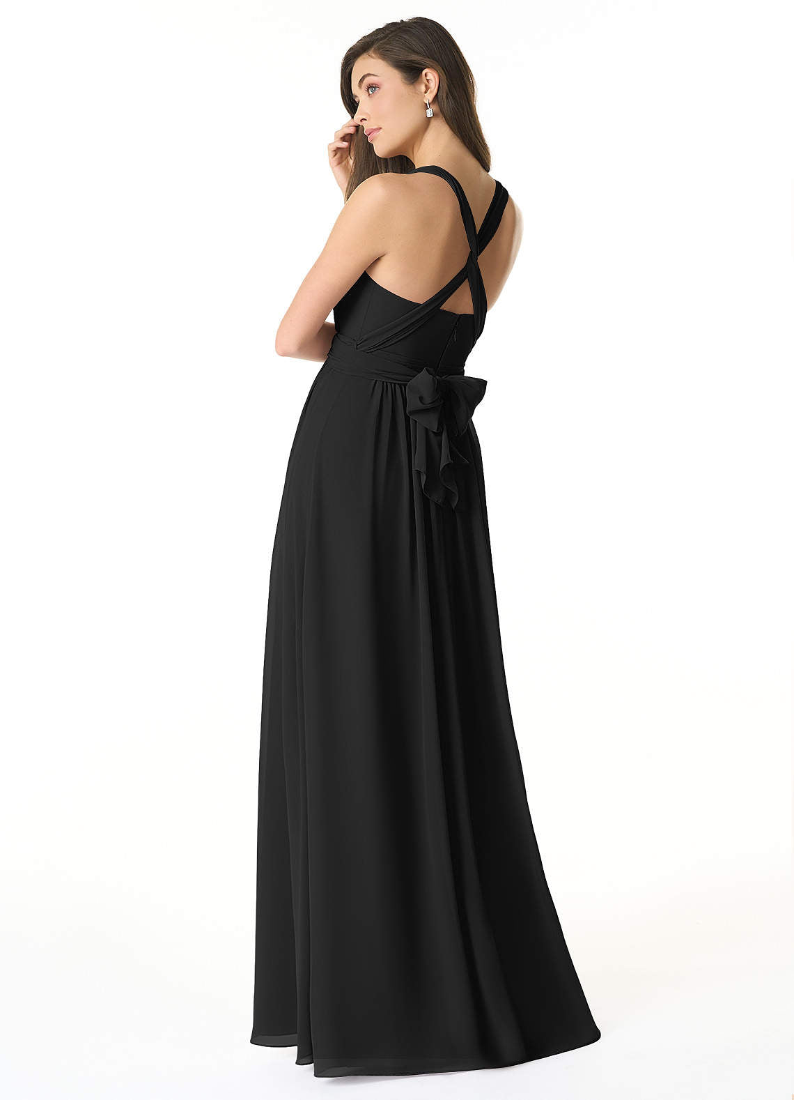 Olani A-Line V-Neck Chiffon Bridesmaid Dress in black