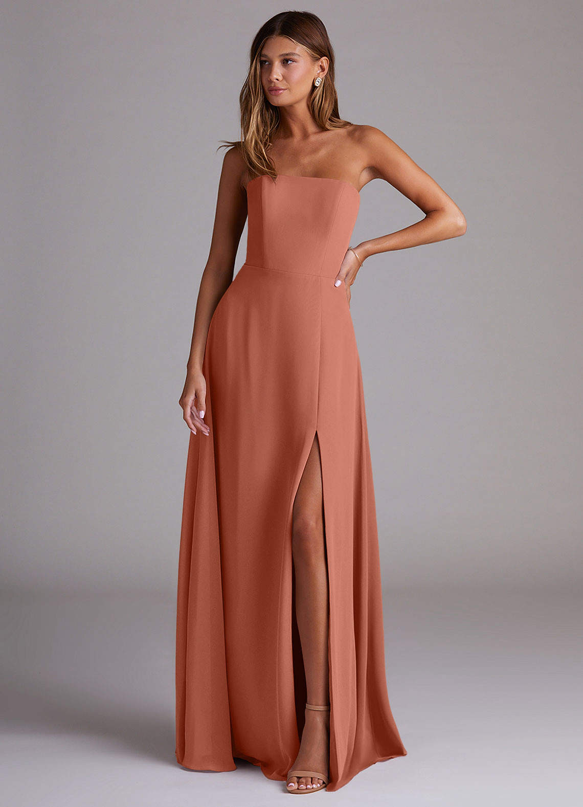 Wren A-Line Straight-Neck Chiffon Bridesmaid Dress in MAI TAI