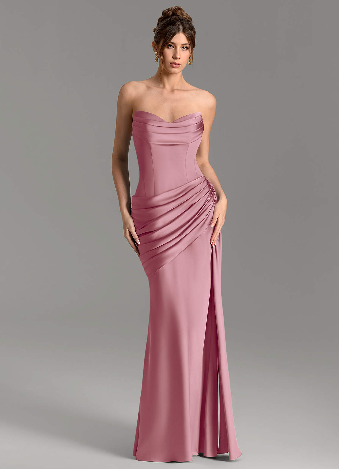 Zorah Mermaid Sweetheart Stretch Satin Bridesmaid Dress in Vintage Mauve