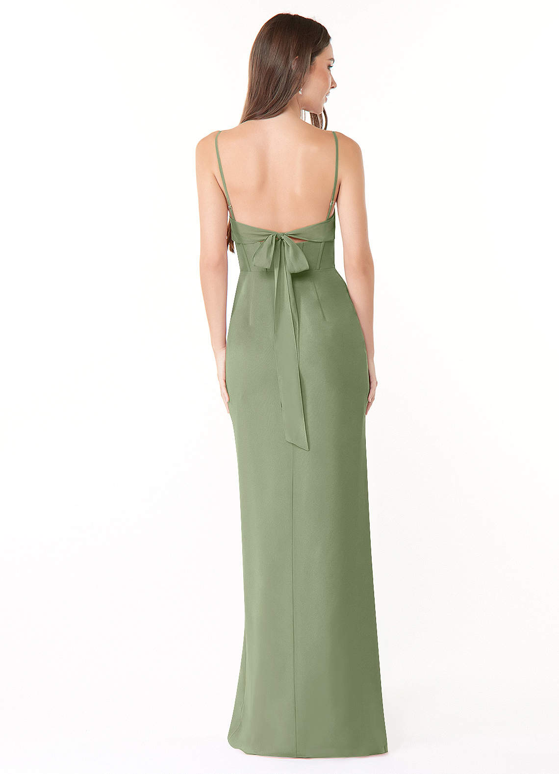 Mai Sheath Cowl-Neck Chiffon Bridesmaid Dress in Pistachio