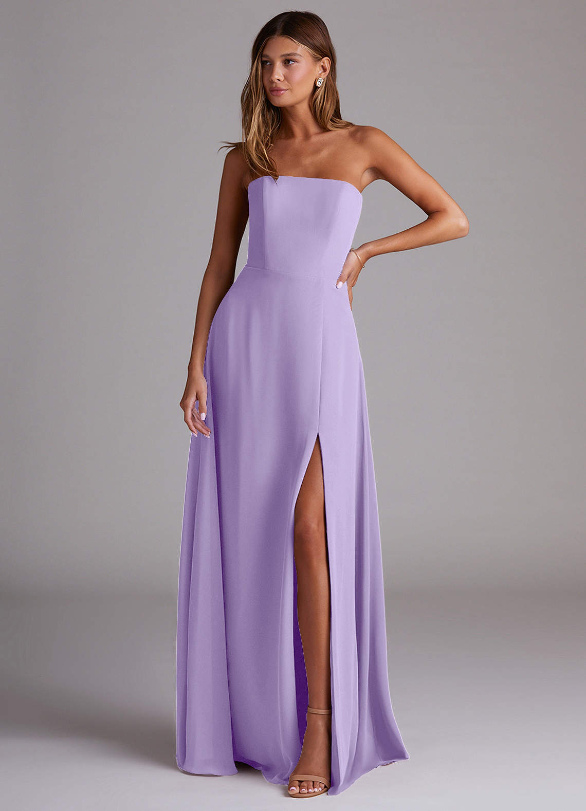 Wren A-Line Straight-Neck Chiffon Bridesmaid Dress in Lilac