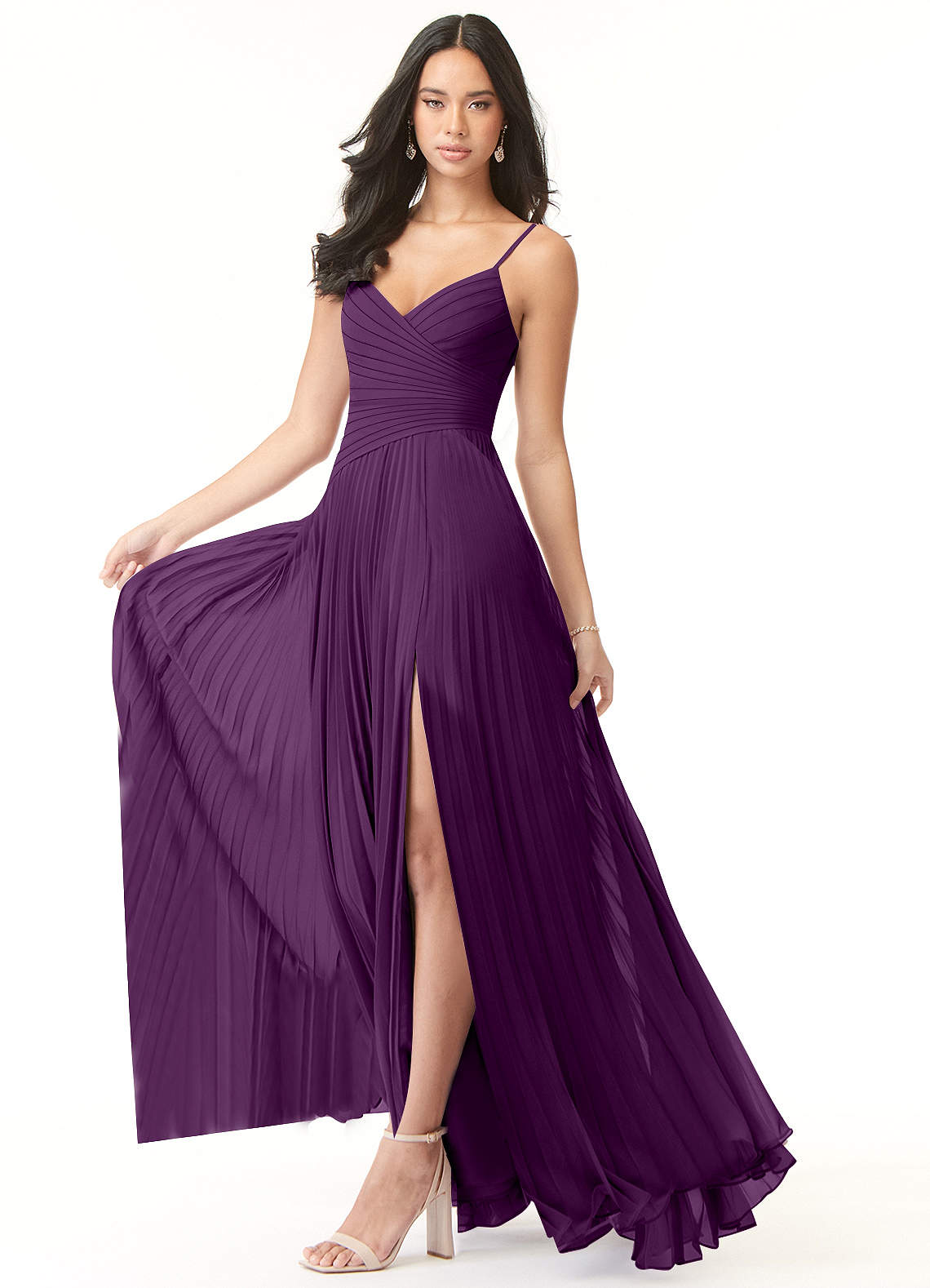 Vini A-Line V-Neck Chiffon Bridesmaid Dress in Grape