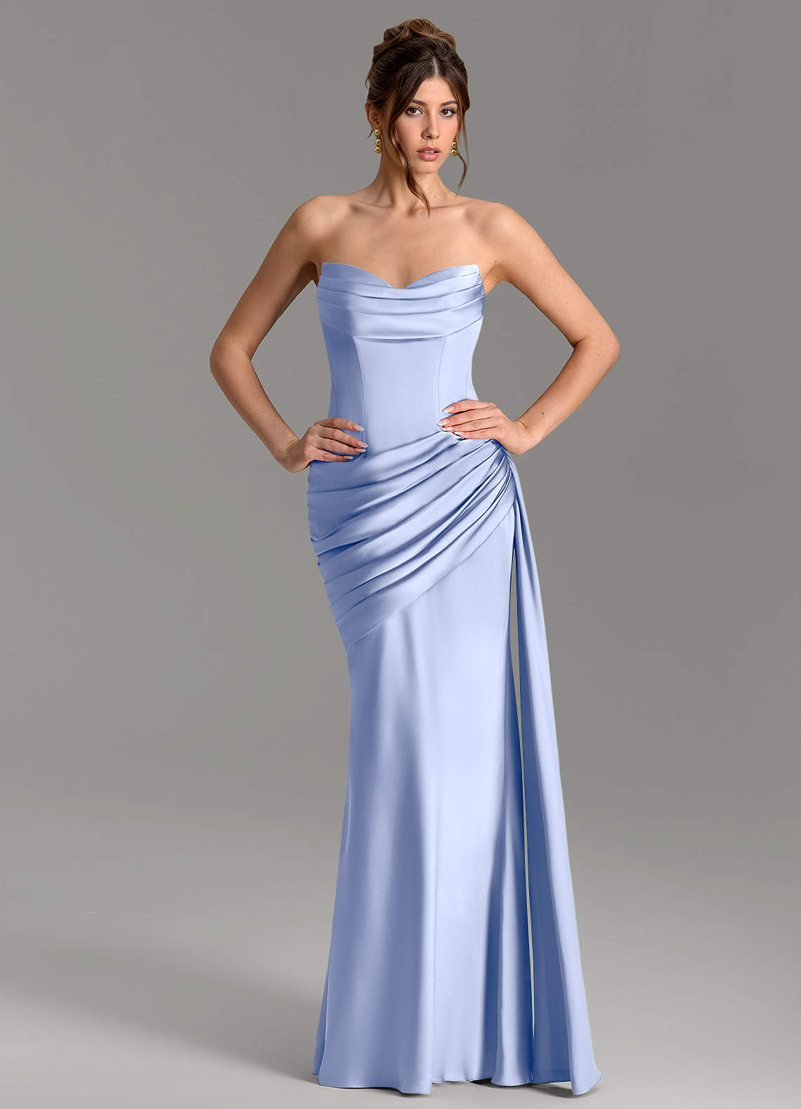 Zorah Mermaid Sweetheart Stretch Satin Bridesmaid Dress in Ice