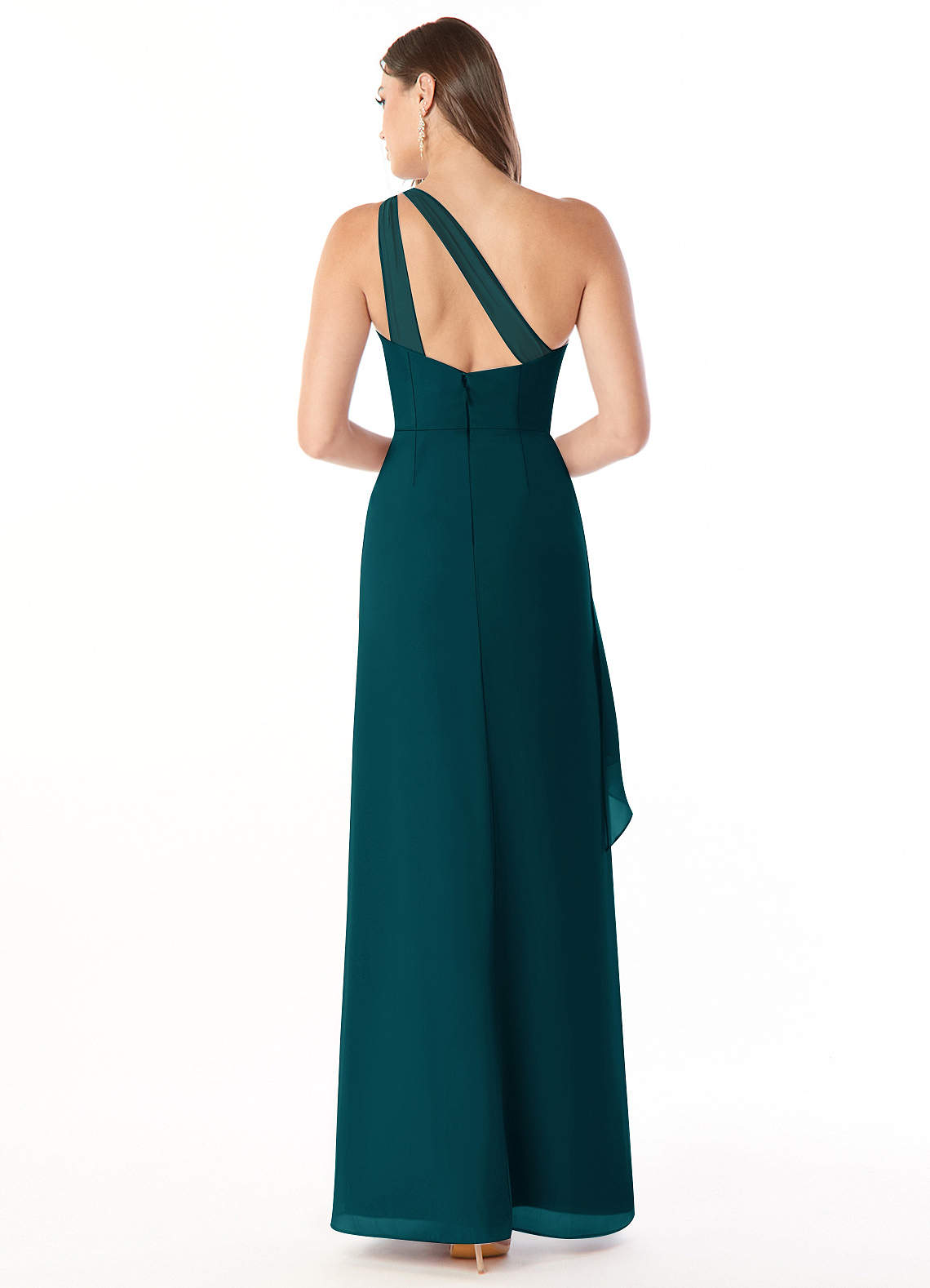 Maive Sheath One-Shoulder Chiffon Bridesmaid Dress in Pine